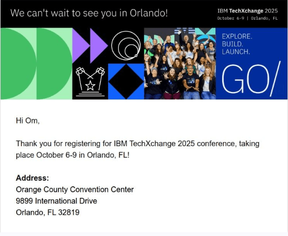 IBM TechXchange invitation mail